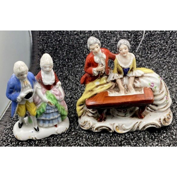 Marayama Hand Painted Porcelain Colonial Couple lot of 2 Made in Occupied Japan - Picture 8 of 15